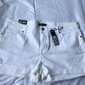 White cuffed shorts